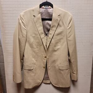 J. Crew blazer Men 40 Regular Tan Double button cotton lined jacket coat Italian